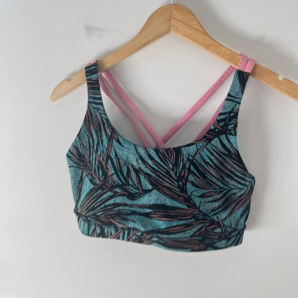 Lululemon Energy Sports Bra in Mini Palm Lace Tofino Blue Size 8 - Picture 2 of 4